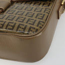 FENDI Zucchino Canvas Schoudertas Gecoat Canvas Beige Goud Auth ep14978-14