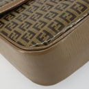 FENDI Zucchino Canvas Schoudertas Gecoat Canvas Beige Goud Auth ep14978-15