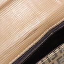 FENDI Zucchino Canvas Schoudertas Gecoat Canvas Beige Goud Auth ep14978-10