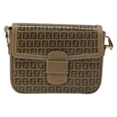 FENDI Zucchino Canvas Schoudertas Gecoat Canvas Beige Goud Auth ep14978-13