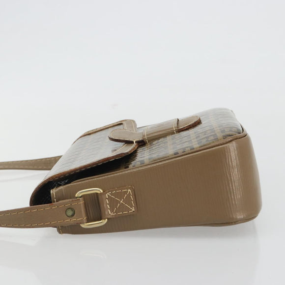FENDI Zucchino Canvas Schoudertas Gecoat Canvas Beige Goud Auth ep14978