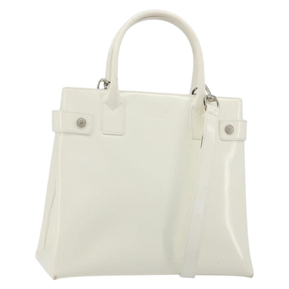 GUCCI Tote Bag Patent leather 2way White Silver 000 1118 0503 Auth ep14980