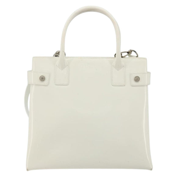 GUCCI Tote Bag Patent leather 2way White Silver 000 1118 0503 Auth ep14980