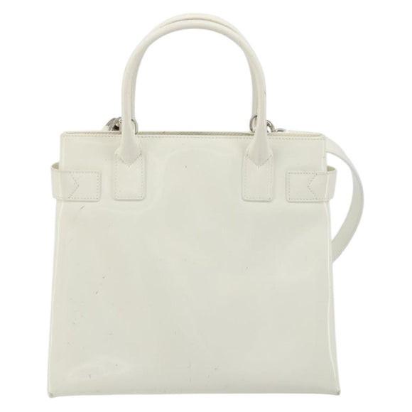 GUCCI Tote Bag Patent leather 2way White Silver 000 1118 0503 Auth ep14980