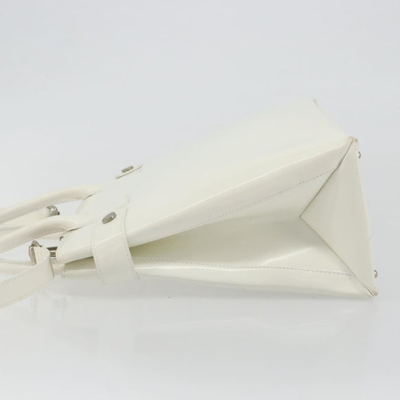 GUCCI Tote Bag Patent leather 2way White Silver 000 1118 0503 Auth ep14980
