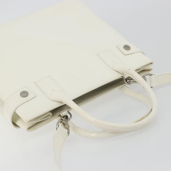 GUCCI Tote Bag Patent leather 2way White Silver 000 1118 0503 Auth ep14980