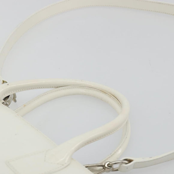 GUCCI Tote Bag Patent leather 2way White Silver 000 1118 0503 Auth ep14980