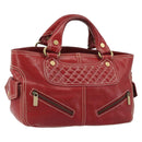 CELINE Hand Bag Leather Red Gold Auth ep14985-1