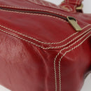 CELINE Hand Bag Leather Red Gold Auth ep14985-9