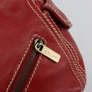 CELINE Hand Bag Leather Red Gold Auth ep14985-18