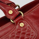 CELINE Hand Bag Leather Red Gold Auth ep14985-10