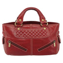 CELINE Hand Bag Leather Red Gold Auth ep14985-13