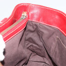 CELINE Hand Bag Leather Red Gold Auth ep14985-21