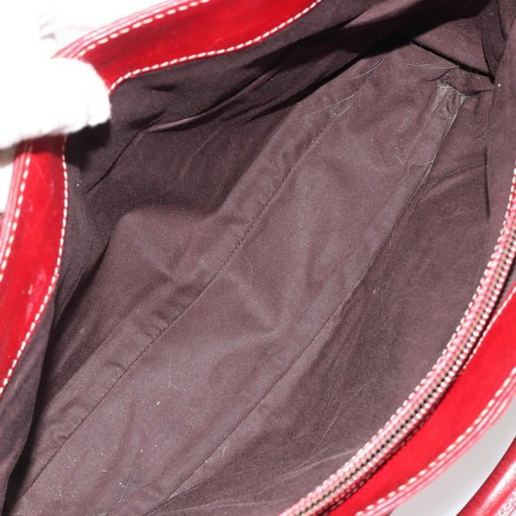 CELINE Hand Bag Leather Red Gold Auth ep14985