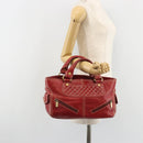 CELINE Hand Bag Leather Red Gold Auth ep14985-26