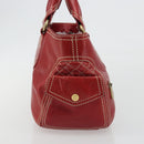 CELINE Hand Bag Leather Red Gold Auth ep14985-3