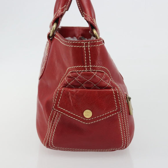 CELINE Hand Bag Leather Red Gold Auth ep14985