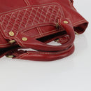 CELINE Hand Bag Leather Red Gold Auth ep14985-7