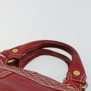 CELINE Hand Bag Leather Red Gold Auth ep14985-8