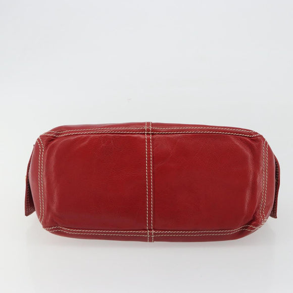 CELINE Hand Bag Leather Red Gold Auth ep14985