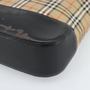 Burberrys Nova Check Hand Bag Canvas Beige Gold Auth ep14987-16