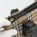 Burberrys Nova Check Hand Bag Canvas Beige Gold Auth ep14987-11