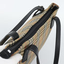 Burberrys Nova Check Hand Bag Canvas Beige Gold Auth ep14987-6