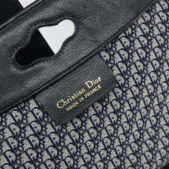 Christian Dior Shoulder Bag Leather Navy Gold Auth ep14988
