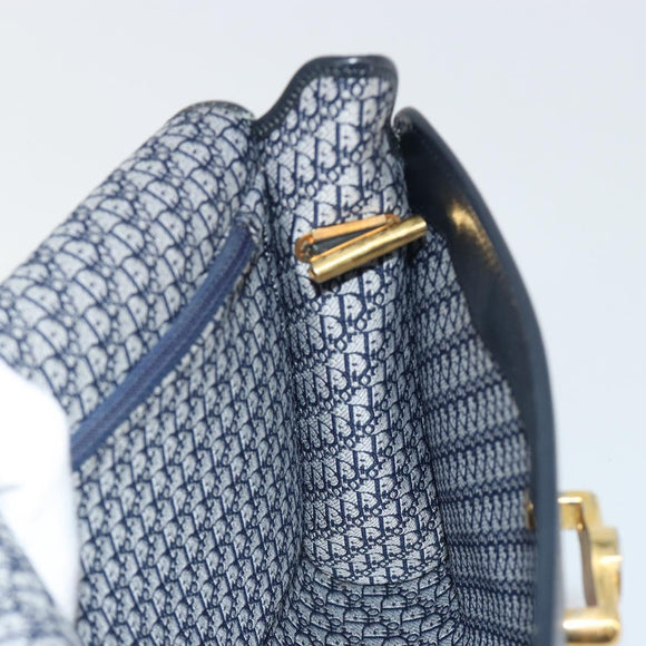 Christian Dior Shoulder Bag Leather Navy Gold Auth ep14988