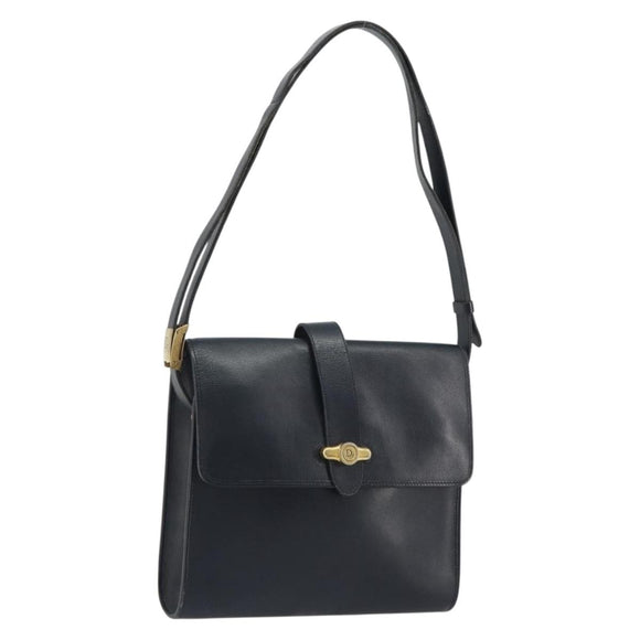 Christian Dior Shoulder Bag Leather Navy Gold Auth ep14988