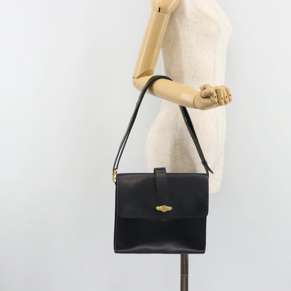 Christian Dior Shoulder Bag Leather Navy Gold Auth ep14988