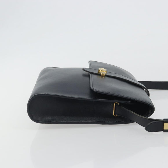 Christian Dior Shoulder Bag Leather Navy Gold Auth ep14988