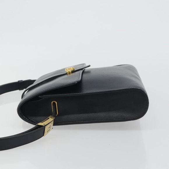 Christian Dior Shoulder Bag Leather Navy Gold Auth ep14988
