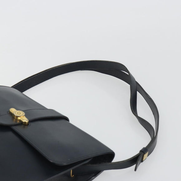 Christian Dior Shoulder Bag Leather Navy Gold Auth ep14988