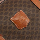 CELINE Macadam Canvas Boston Bag PVC Leather Brown Gold Auth ep14989A-17
