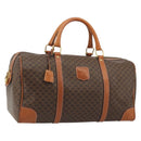 CELINE Macadam Canvas Boston Bag PVC Leather Brown Gold Auth ep14989A-1