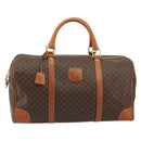 CELINE Macadam Canvas Boston Bag PVC Leather Brown Gold Auth ep14989A-13