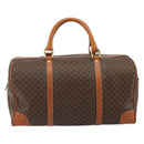 CELINE Macadam Canvas Boston Bag PVC Leather Brown Gold Auth ep14989A-2