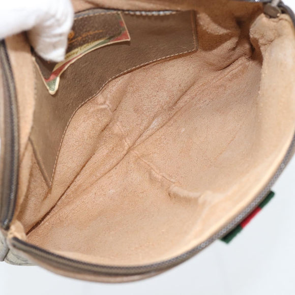 GUCCI GG Supreme Web Sherry Line Tas PVC Beige Goud 68 02 047 Auth ep14991