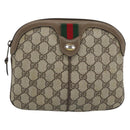 GUCCI GG Supreme Web Sherry Line Tas PVC Beige Goud 68 02 047 Auth ep14991-13