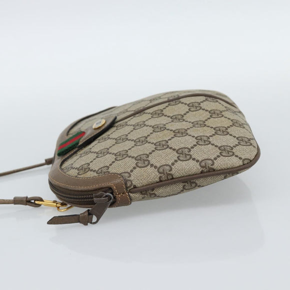 GUCCI GG Supreme Web Sherry Line Tas PVC Beige Goud 68 02 047 Auth ep14991
