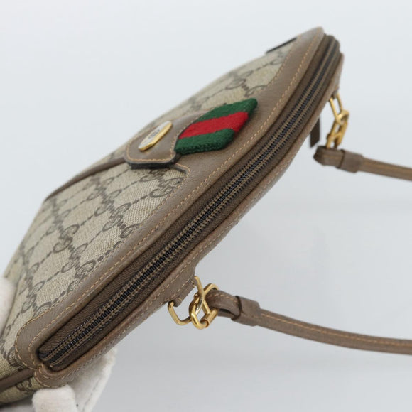 GUCCI GG Supreme Web Sherry Line Tas PVC Beige Goud 68 02 047 Auth ep14991