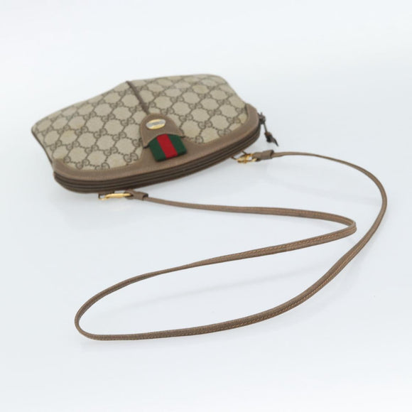 GUCCI GG Supreme Web Sherry Line Tas PVC Beige Goud 68 02 047 Auth ep14991