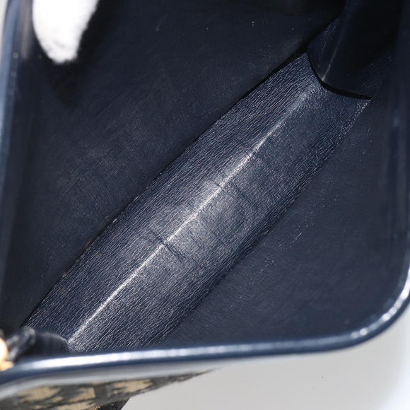 Christian Dior Trotter Canvas Clutch Bag Navy Gold Auth ep14992