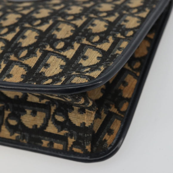 Christian Dior Trotter Canvas Clutch Bag Navy Gold Auth ep14992