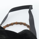 GUCCI Bamboo Shoulder Bag Suede 2way Black Gold 001 1577 2615 Auth ep14993-14