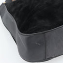 GUCCI Bamboo Shoulder Bag Suede 2way Black Gold 001 1577 2615 Auth ep14993-17