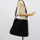 GUCCI Bamboo Shoulder Bag Suede 2way Black Gold 001 1577 2615 Auth ep14993-23