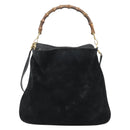 GUCCI Bamboo Shoulder Bag Suede 2way Black Gold 001 1577 2615 Auth ep14993-13
