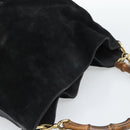 GUCCI Bamboo Shoulder Bag Suede 2way Black Gold 001 1577 2615 Auth ep14993-6